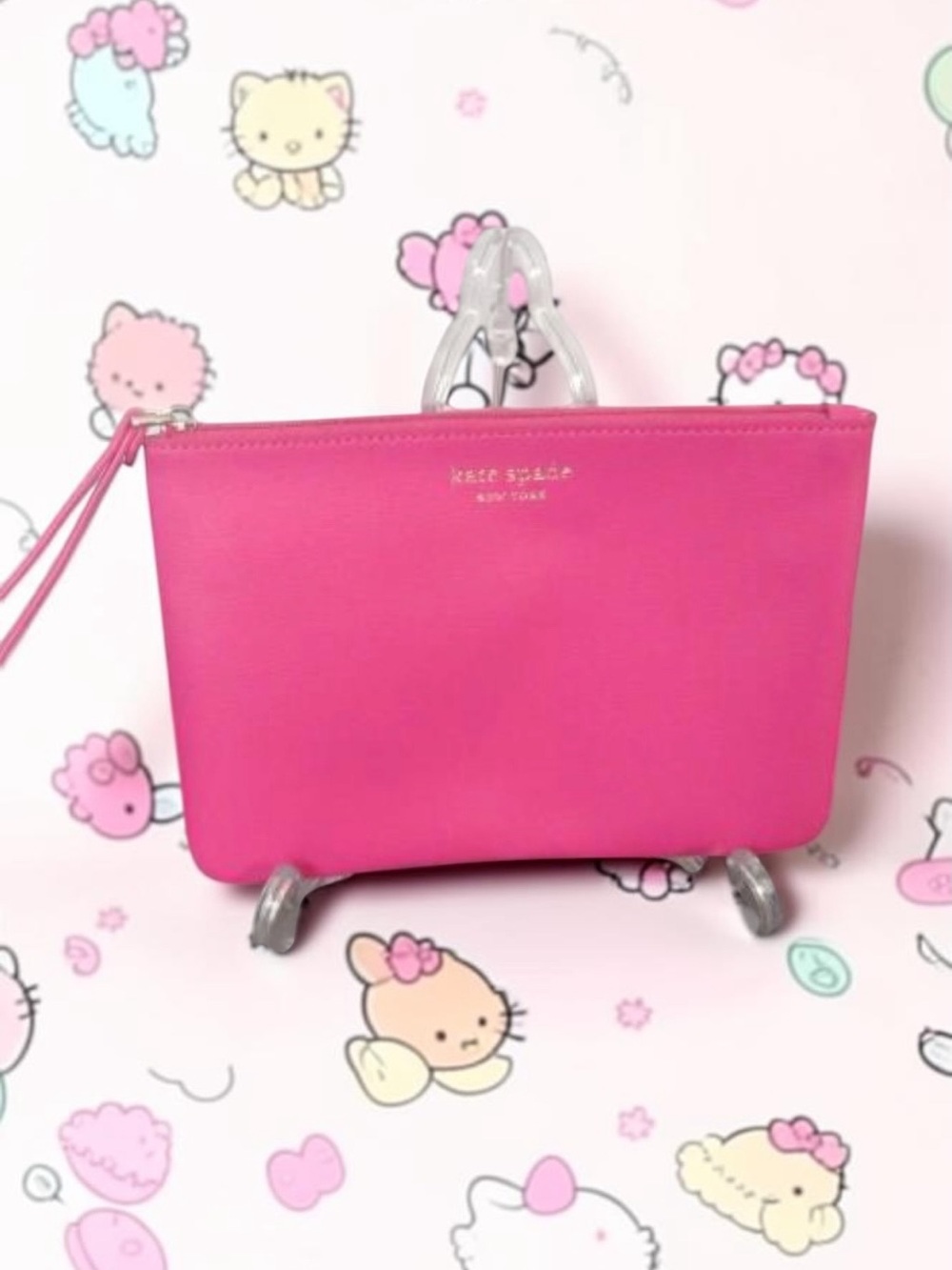 Kate Spade New York Hot Pink Saffiano Leather Zip Wristlet - Picture 2 of 5